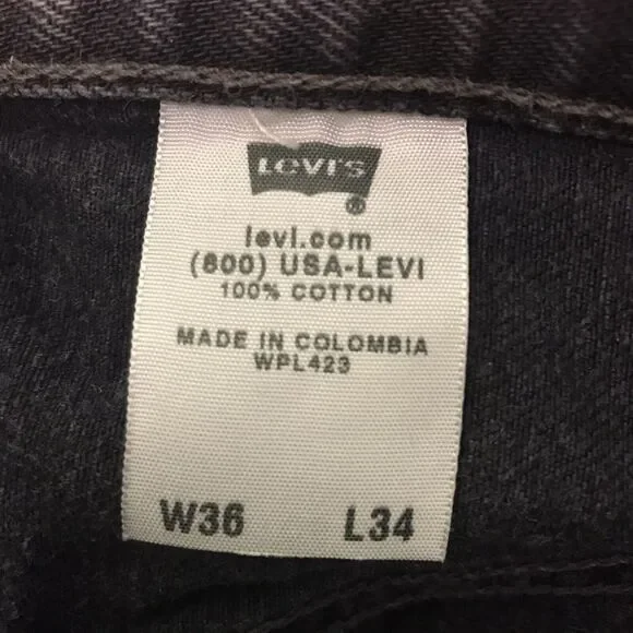 Levi's 501 Black Straight Leg Denim Jeans Men's size 36x34 Levi Strauss WPL 423 - Picture 5 of 13